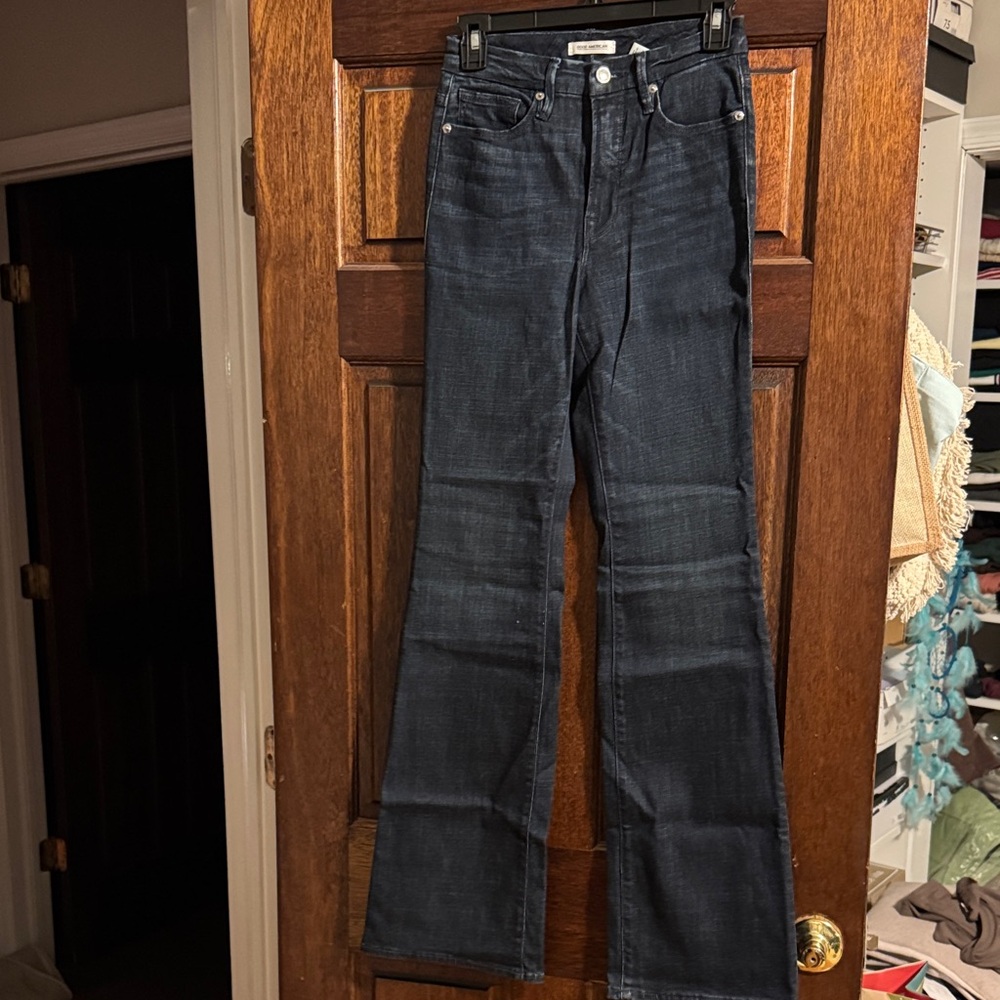 Good American Dark Indigo Flare Jeans
